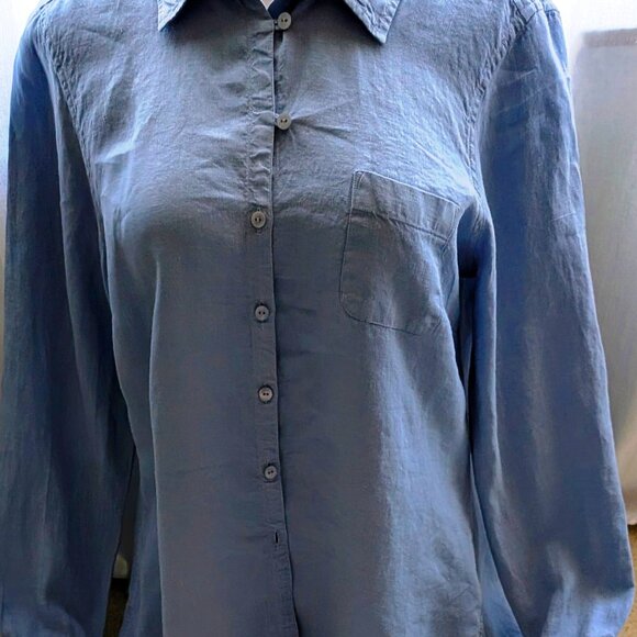 Effortless Chic: Escales Paris Limited Edition Blue Linen Shirt - Picture 10 of 12